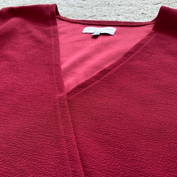 Madewell Texture & Thread Red Crepe Wrap Top - Picture 9 of 14